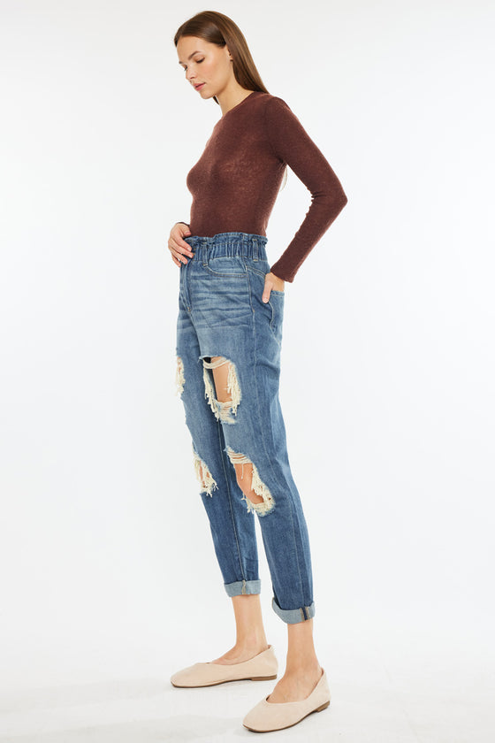 Darel Ultra High Rise Paperbag Mom Jeans - Official Kancan USA