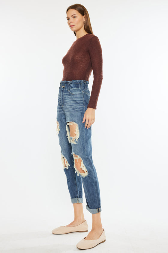 Darel Ultra High Rise Paperbag Mom Jeans - Official Kancan USA