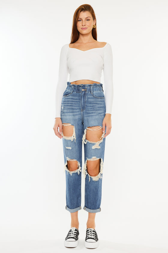 Darel Ultra High Rise Paperbag Mom Jeans - Official Kancan USA