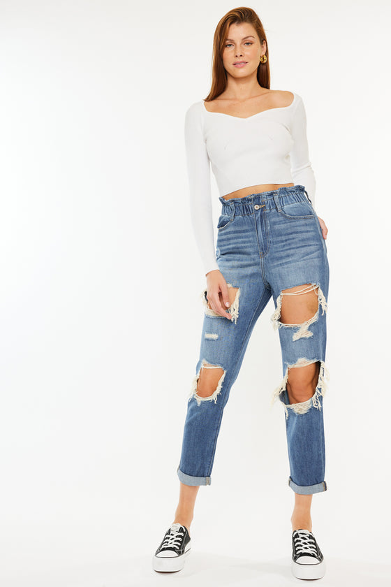 Darel Ultra High Rise Paperbag Mom Jeans - Official Kancan USA