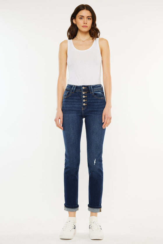 Reese High Rise Slim Straight Leg Jeans - Official Kancan USA