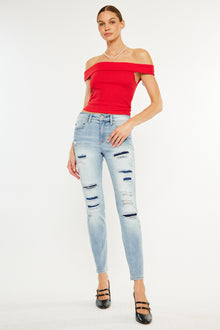  Natasha High Rise Patched Super Skinny Jeans - Official Kancan USA