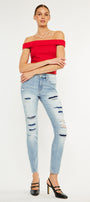 Natasha High Rise Patched Super Skinny Jeans - Official Kancan USA