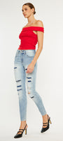 Natasha High Rise Patched Super Skinny Jeans - Official Kancan USA