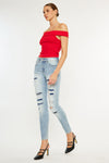 Natasha High Rise Patched Super Skinny Jeans - Official Kancan USA