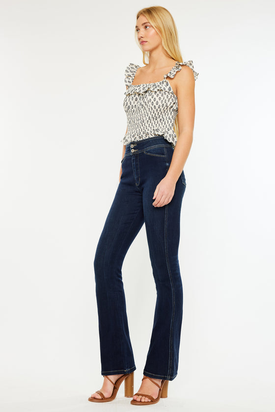 Seren High Rise Exposed Button Bootcut Jeans - Official Kancan USA