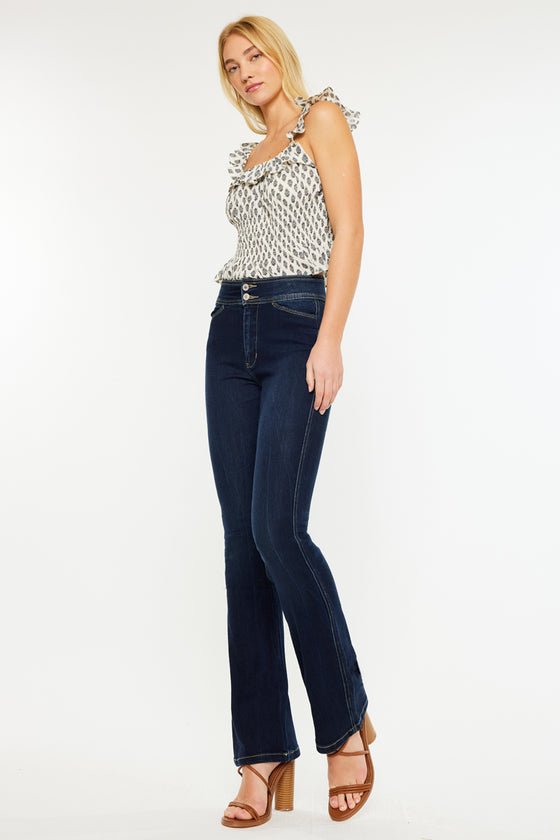 Seren High Rise Exposed Button Bootcut Jeans - Official Kancan USA