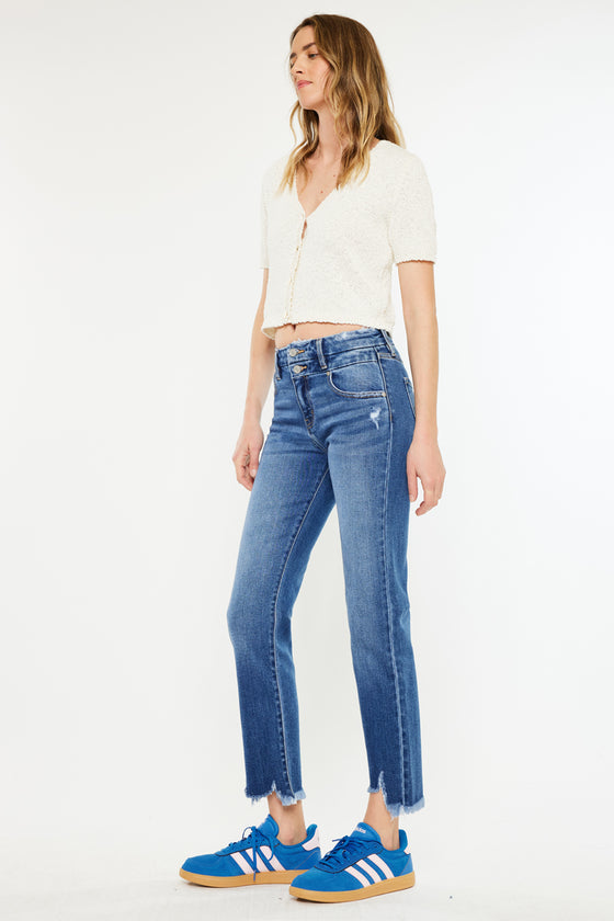 Walnut High Rise Slim Straight Leg Jeans - Official Kancan USA