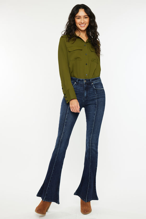 Graciela High Rise Peplum Flare Jeans - Official Kancan USA