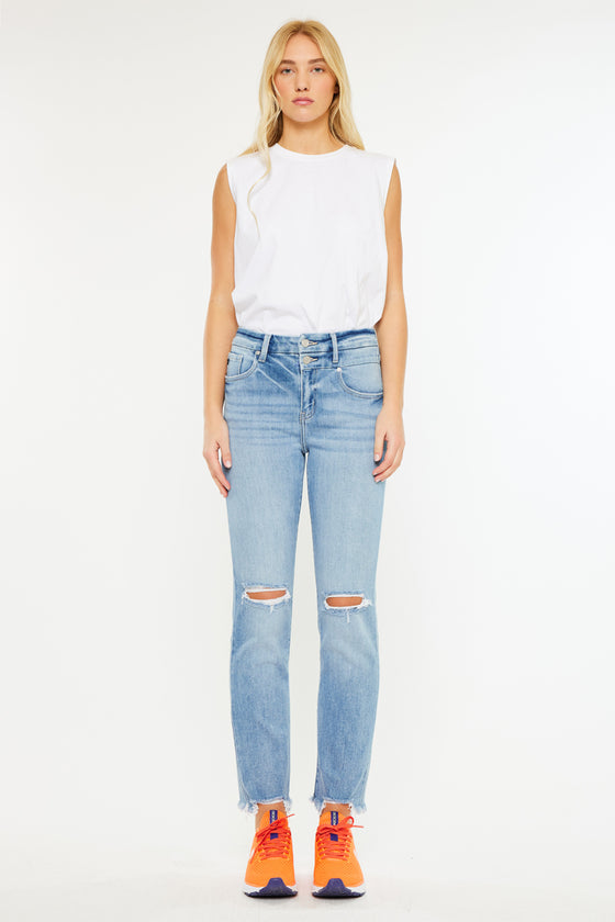 Clover High Rise Slim Straight Fit Leg Jeans - Official Kancan USA