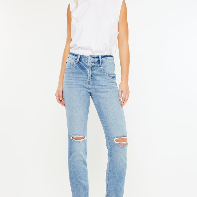 Clover High Rise Slim Straight Fit Leg Jeans - Official Kancan USA