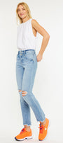 Clover High Rise Slim Straight Fit Leg Jeans - Official Kancan USA