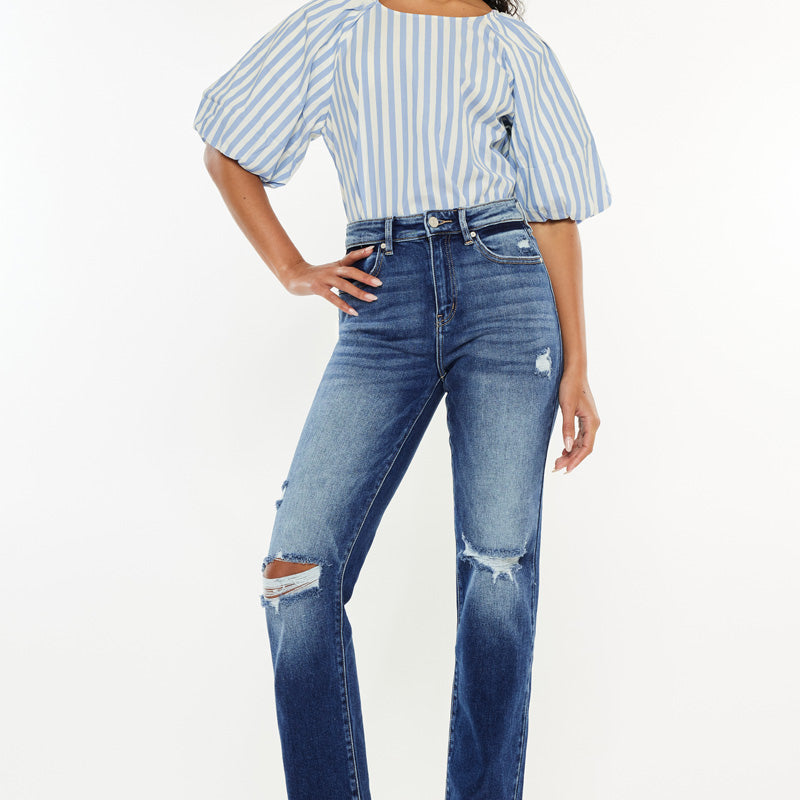 Peach High Rise Slim Straight - Official Kancan USA