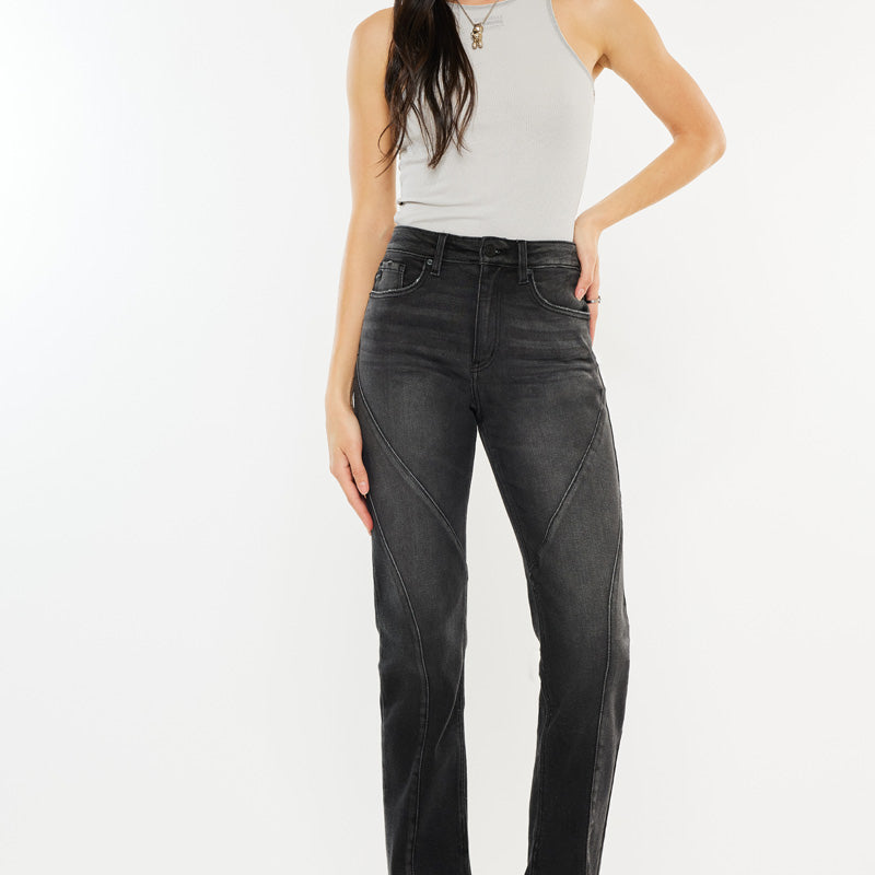 Berry High Rise Slit Straight Leg Jeans - Official Kancan USA