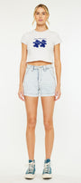 Kyan High Rise Stripe Denim Shorts - Official Kancan USA