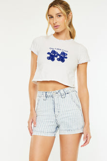  Kyan High Rise Stripe Denim Shorts - Official Kancan USA
