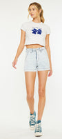 Kyan High Rise Stripe Denim Shorts - Official Kancan USA