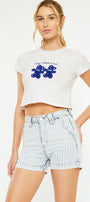 Kyan High Rise Stripe Denim Shorts - Official Kancan USA