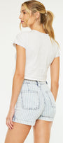 Kyan High Rise Stripe Denim Shorts - Official Kancan USA