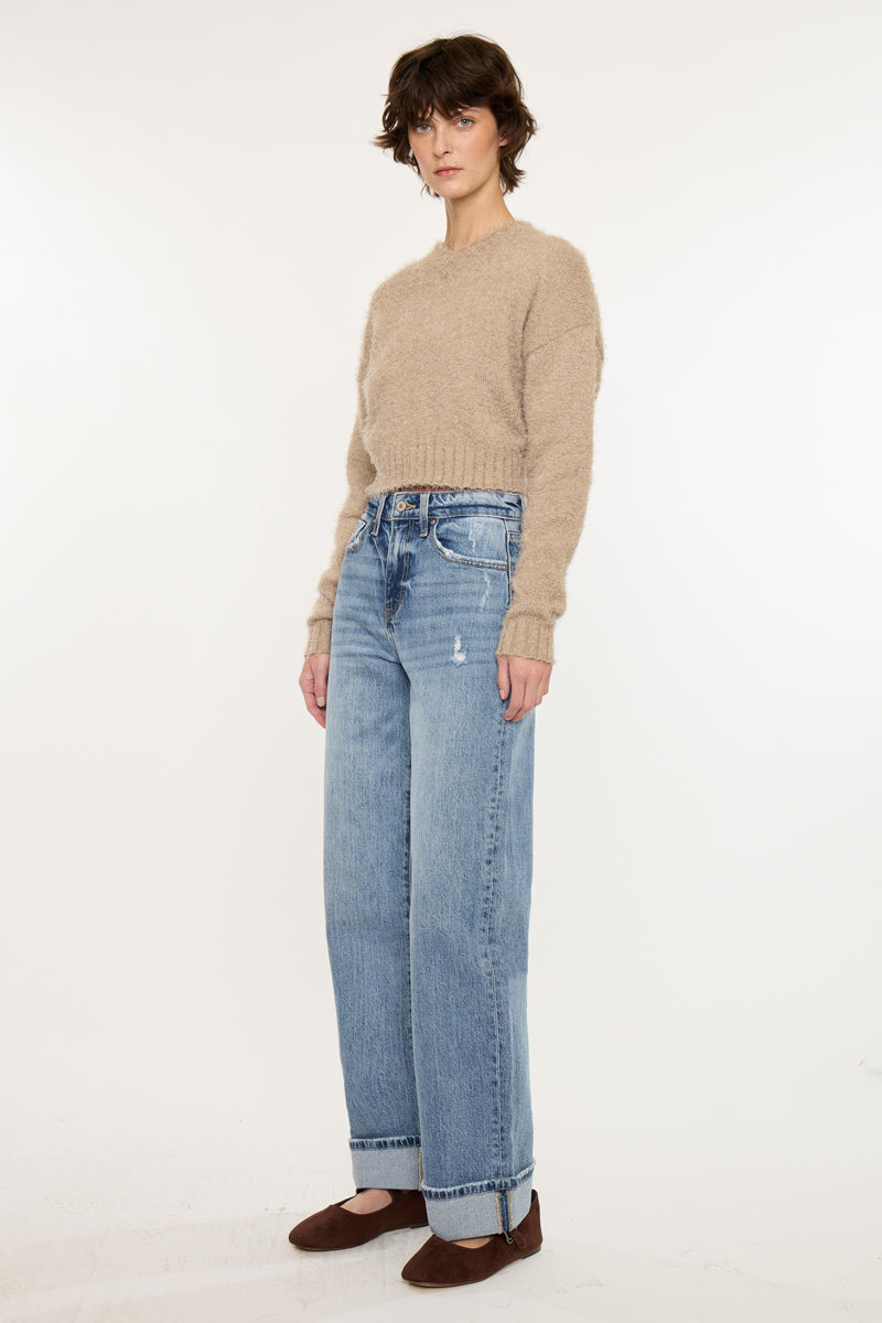 Kolbie High Rise Cuffed Wide Leg Jeans - Official Kancan USA