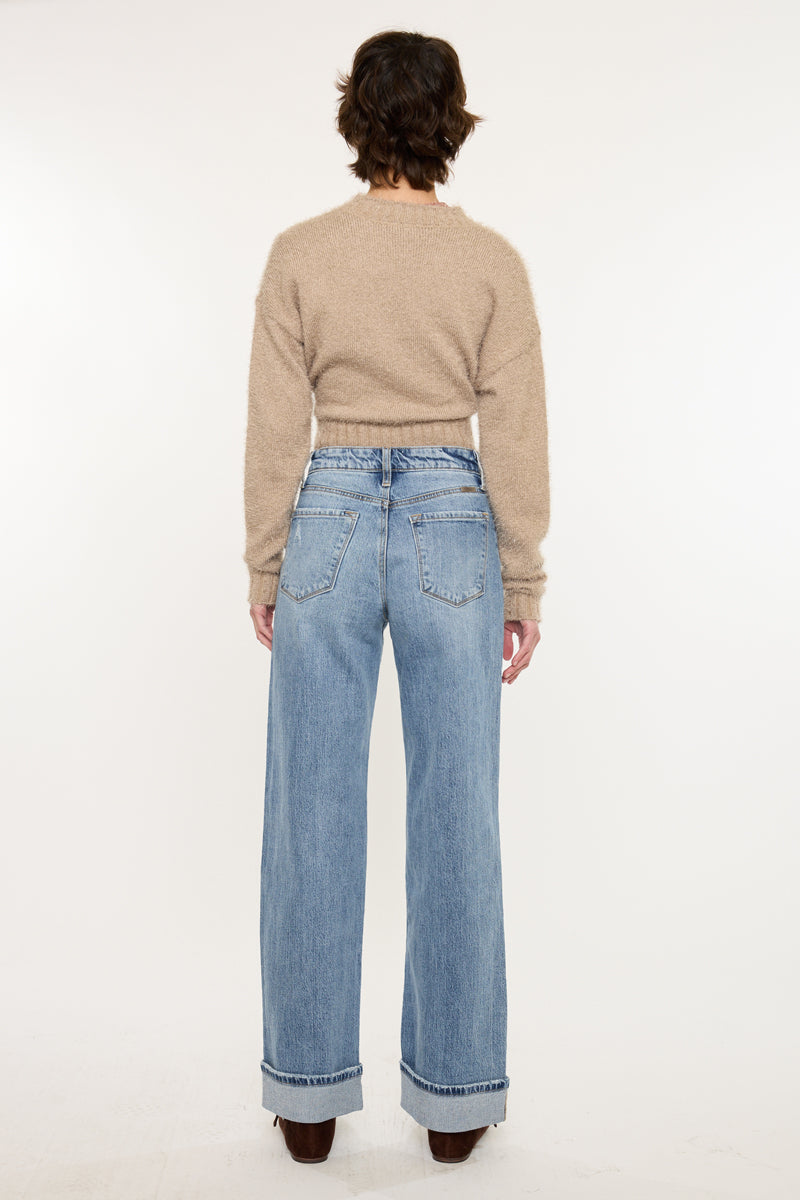 Kolbie High Rise Cuffed Wide Leg Jeans - Official Kancan USA