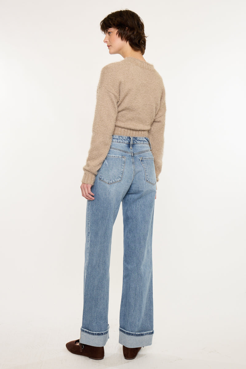 Kolbie High Rise Cuffed Wide Leg Jeans - Official Kancan USA