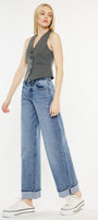 Kolbie High Rise Cuffed Wide Leg Jeans - Official Kancan USA