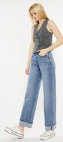 Kolbie High Rise Cuffed Wide Leg Jeans - Official Kancan USA