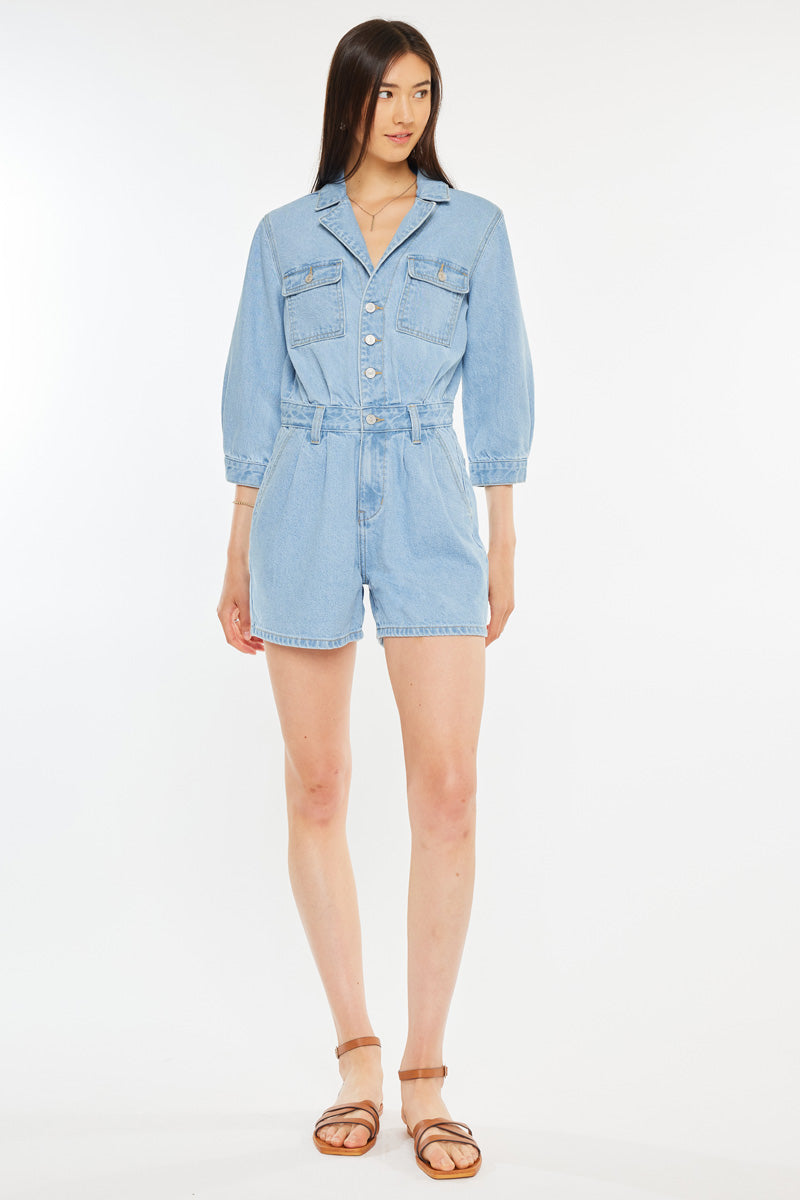 Aileen Sleeves Denim Romper - Official Kancan USA