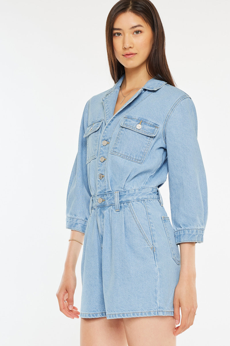 Aileen Sleeves Denim Romper - Official Kancan USA