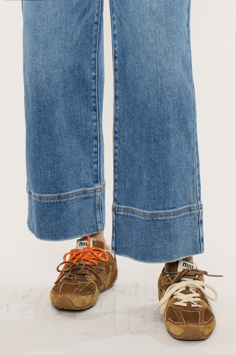 Darla High Rise Cropped Wide Leg Jeans - Official Kancan USA