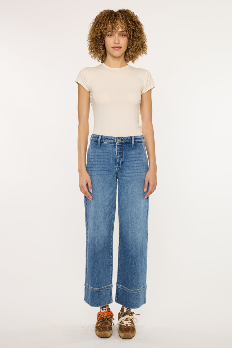Darla High Rise Cropped Wide Leg Jeans - Official Kancan USA