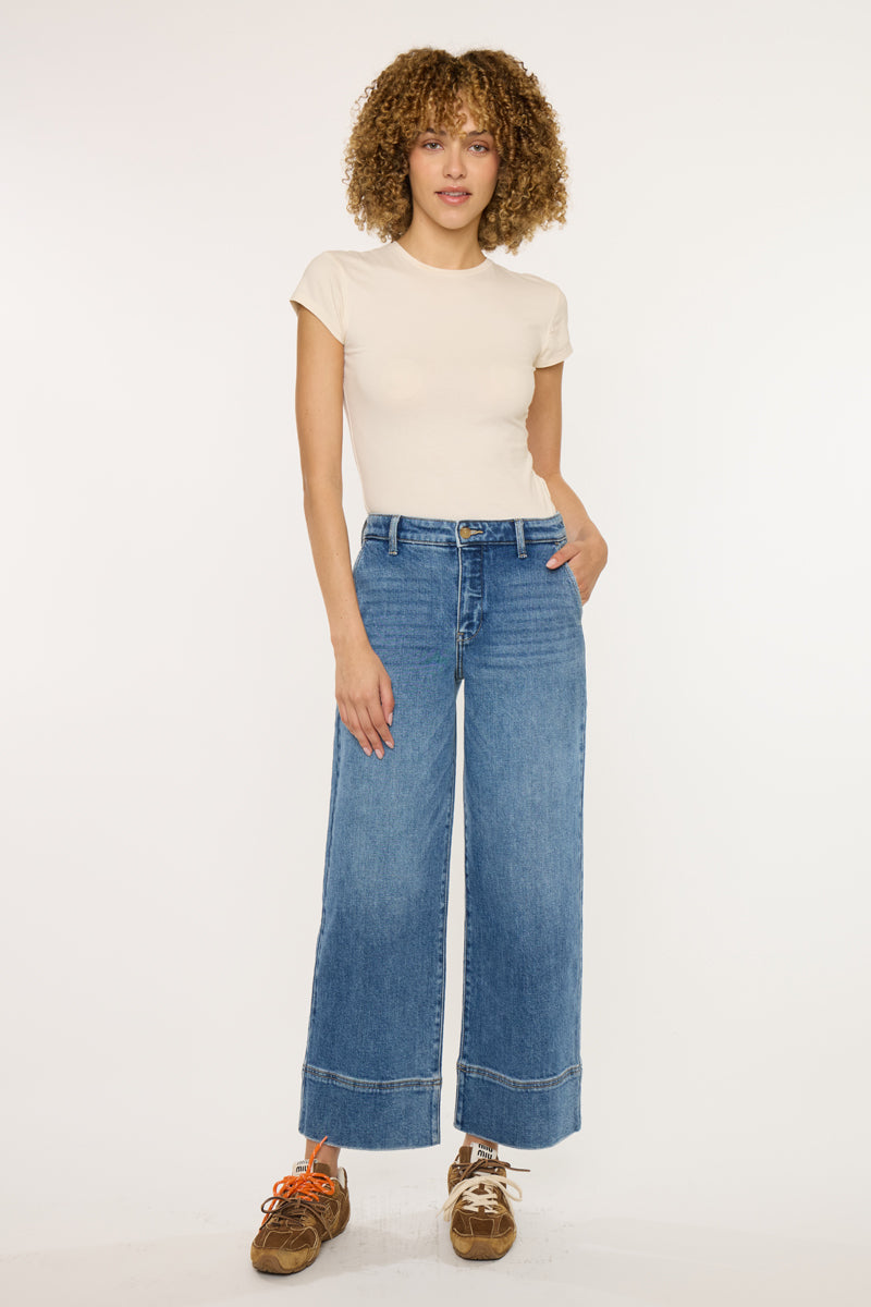 Darla High Rise Cropped Wide Leg Jeans - Official Kancan USA