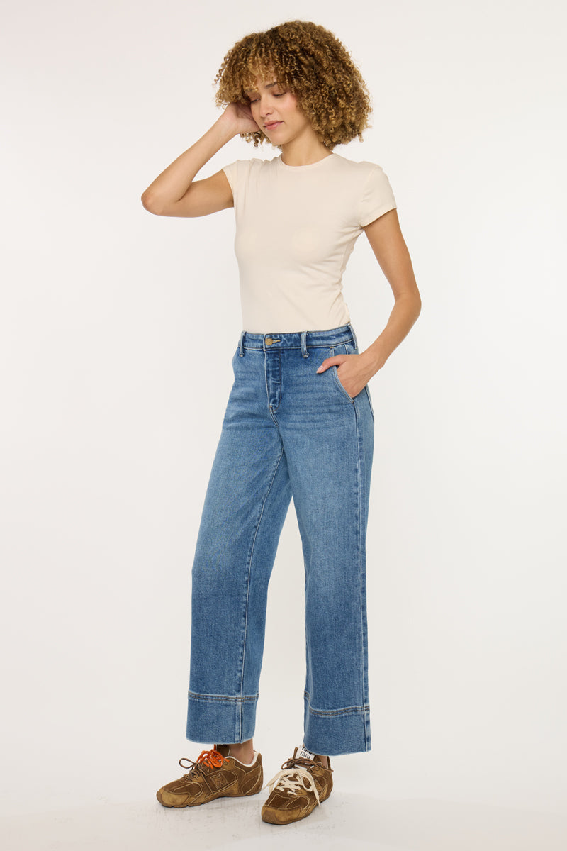 Darla High Rise Cropped Wide Leg Jeans - Official Kancan USA