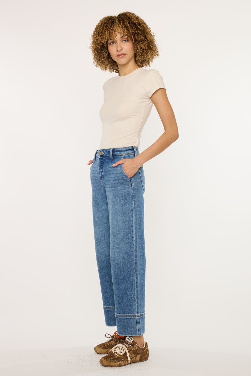 Darla High Rise Cropped Wide Leg Jeans - Official Kancan USA