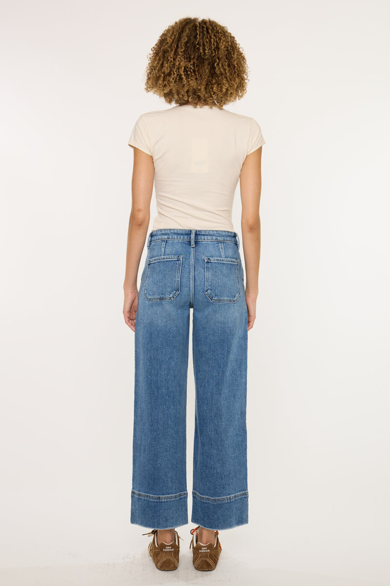 Darla High Rise Cropped Wide Leg Jeans - Official Kancan USA