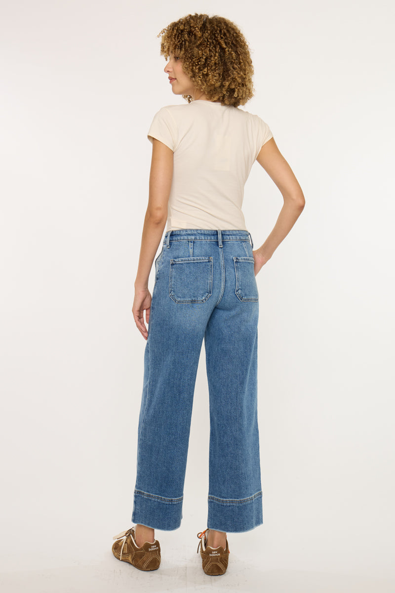 Darla High Rise Cropped Wide Leg Jeans - Official Kancan USA