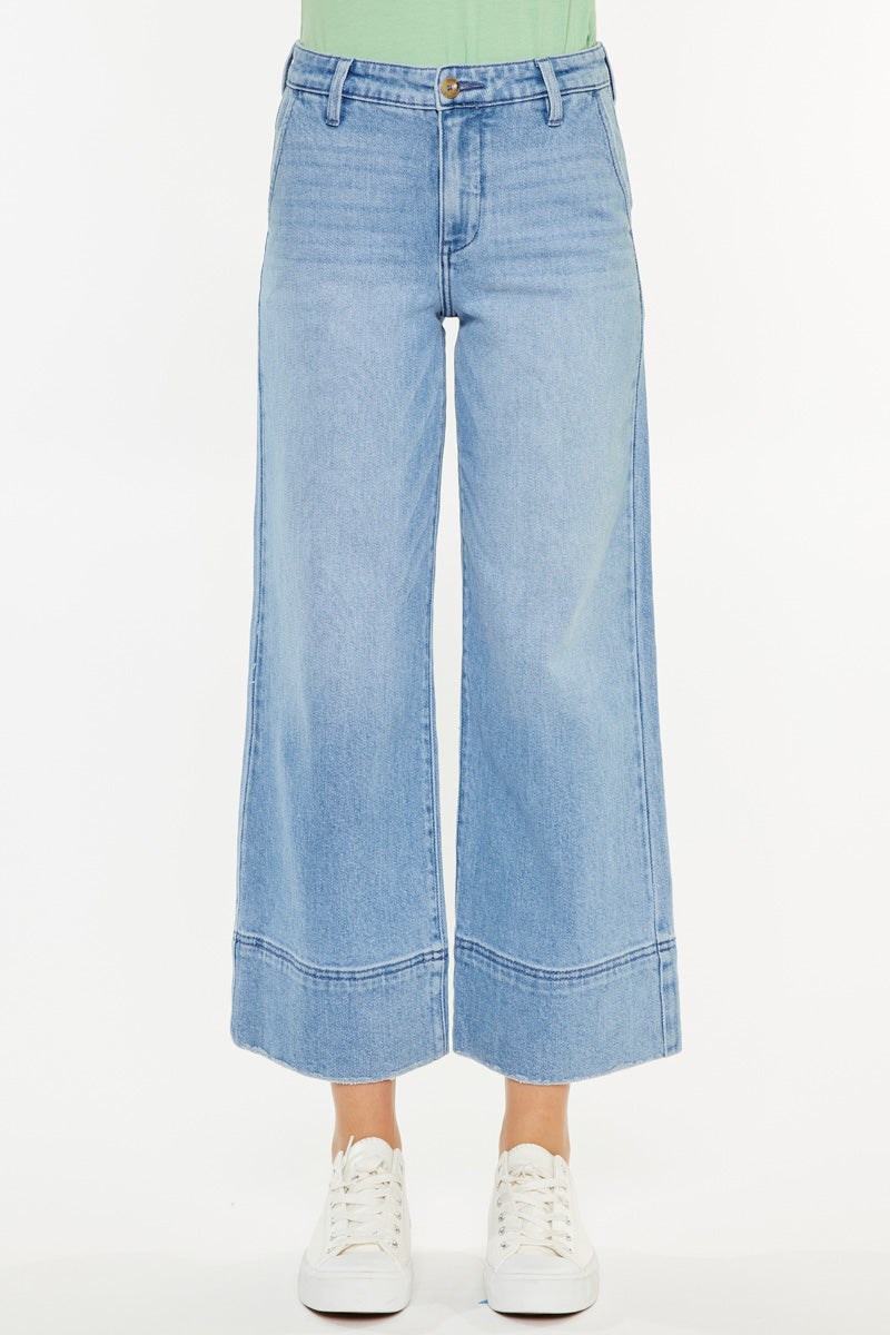 Darla High Rise Cropped  Wide Leg Jeans - Official Kancan USA