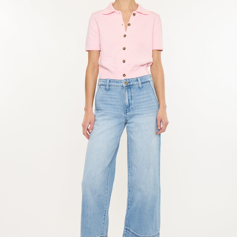 Darla High Rise Cropped Wide Leg Jeans - Official Kancan USA