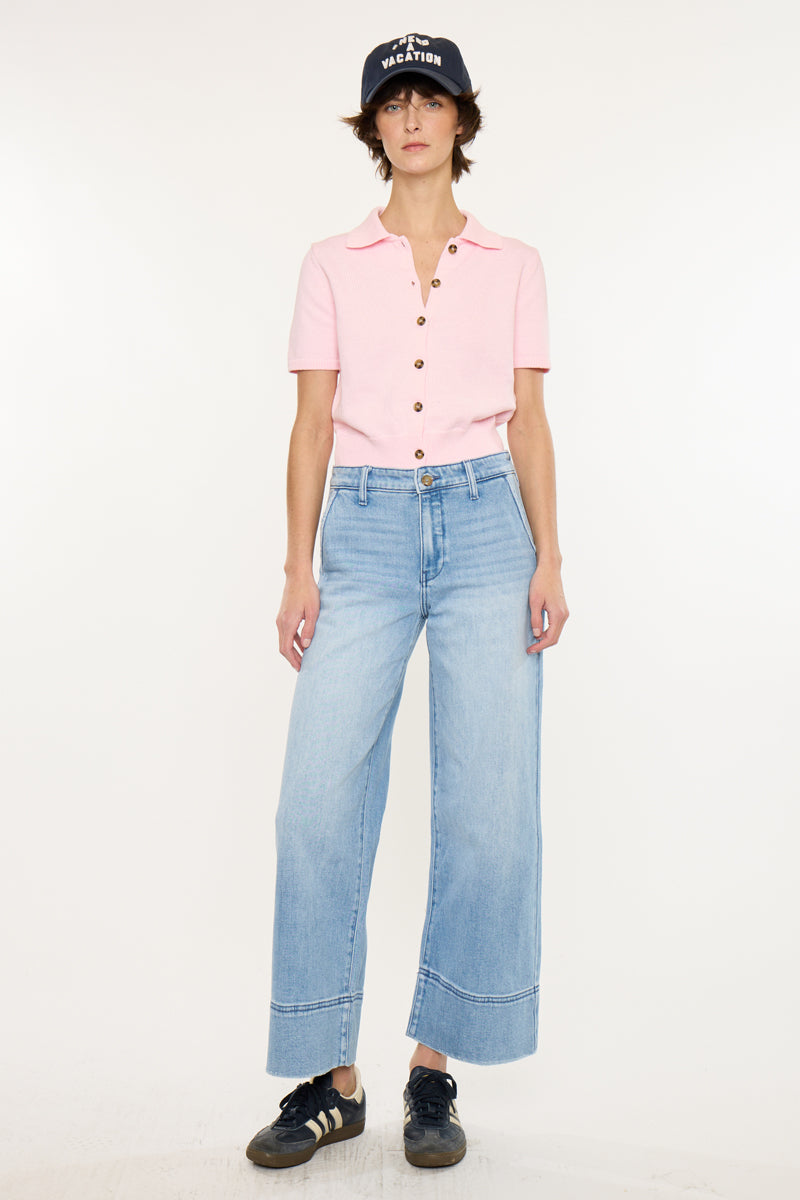 Darla High Rise Cropped Wide Leg Jeans - Official Kancan USA