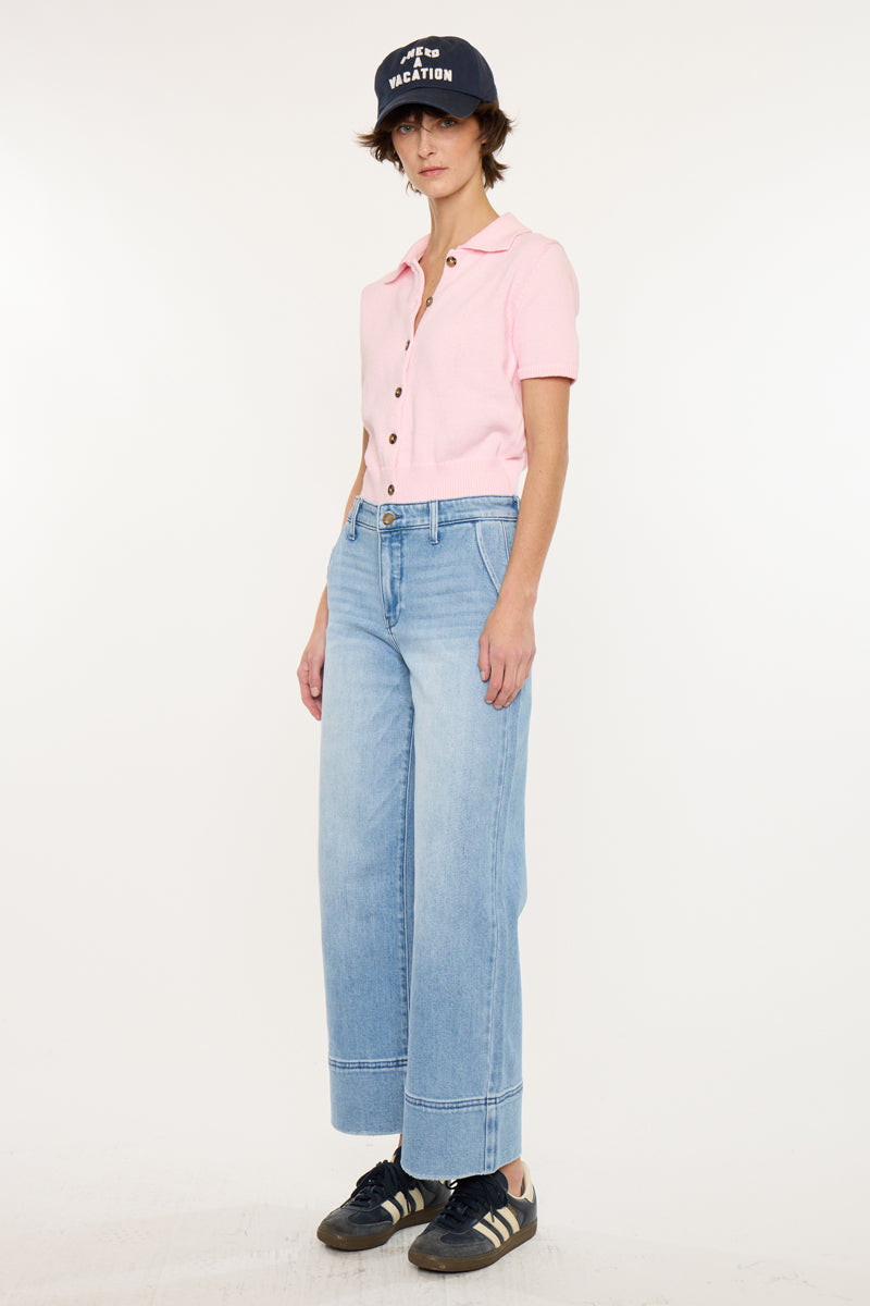 Darla High Rise Cropped Wide Leg Jeans - Official Kancan USA