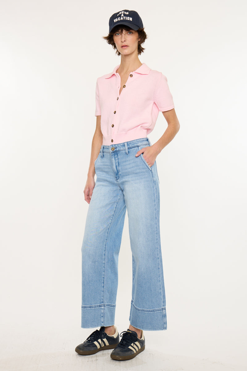 Darla High Rise Cropped Wide Leg Jeans - Official Kancan USA