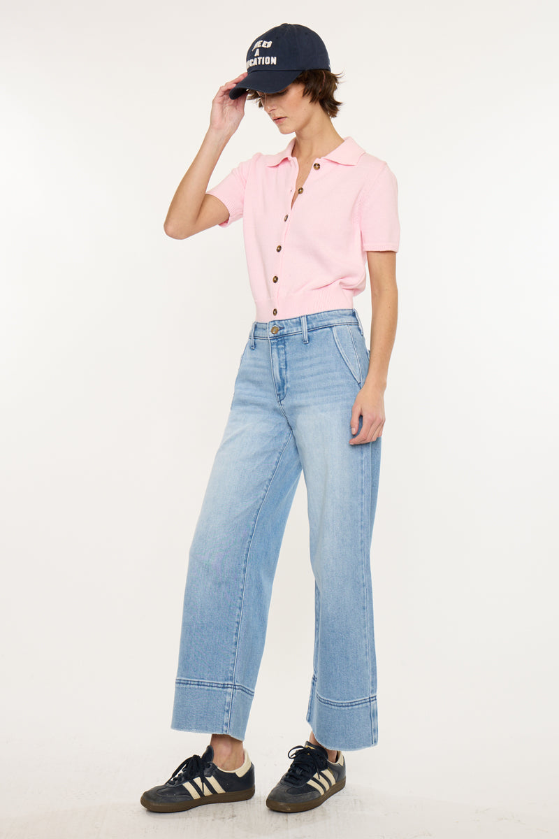 Darla High Rise Cropped Wide Leg Jeans - Official Kancan USA