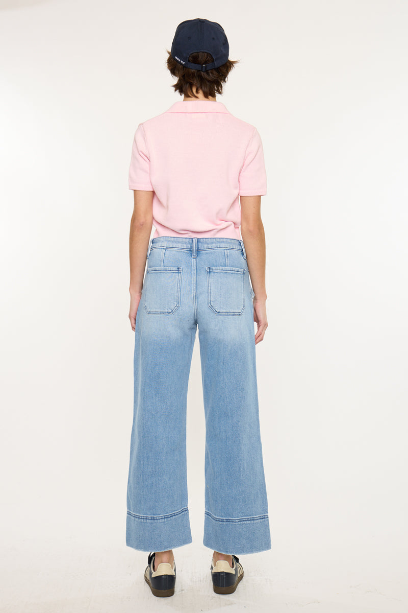 Darla High Rise Cropped Wide Leg Jeans - Official Kancan USA