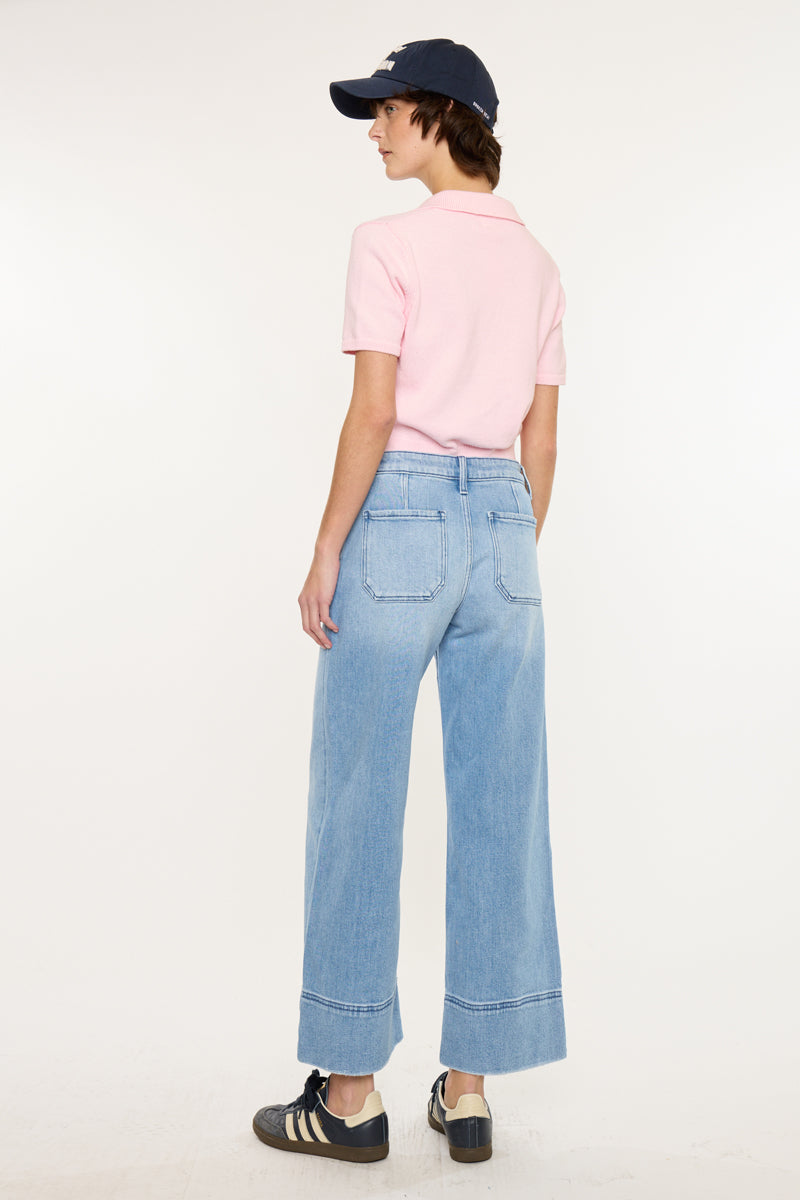 Darla High Rise Cropped Wide Leg Jeans - Official Kancan USA