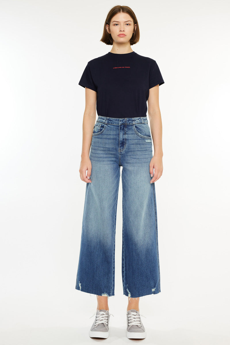 Shelly High Rise Cropped Wide Leg Jeans – Kancan USA