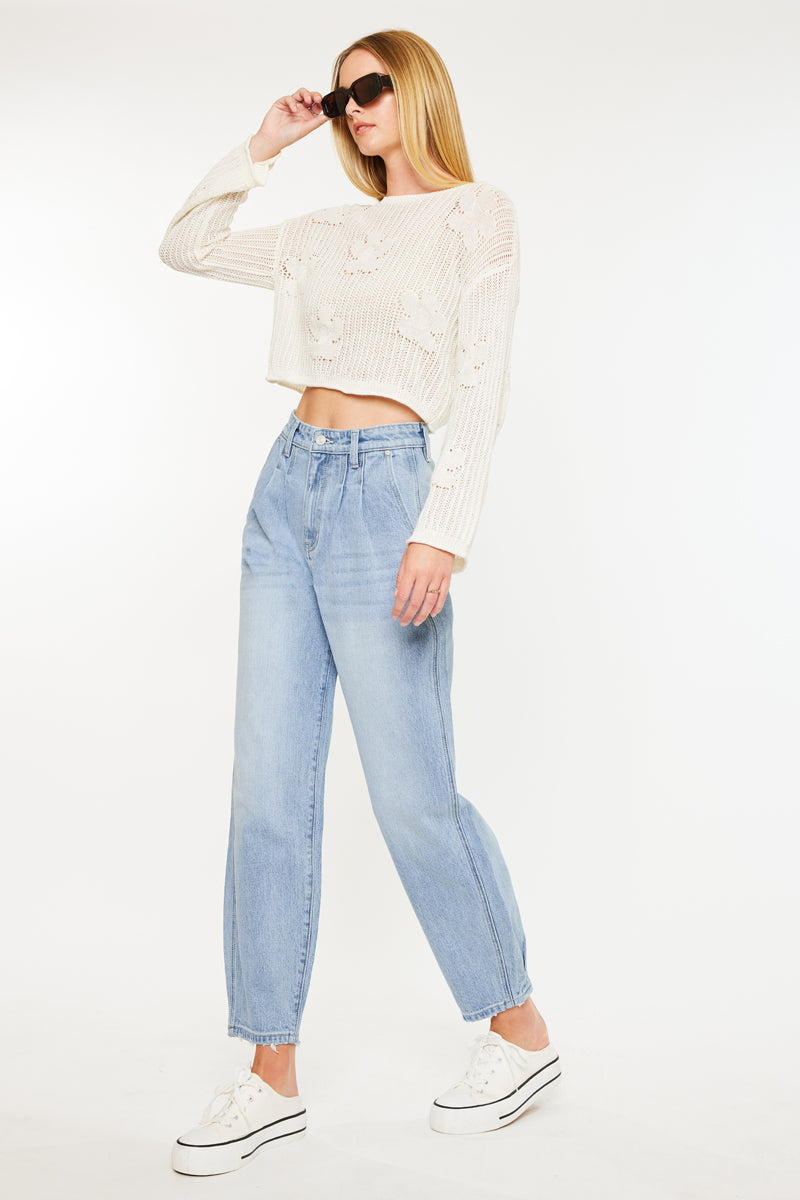 Rea Ultra High Rise Tapered Wide Jeans – Comfort Stretch – Kancan USA