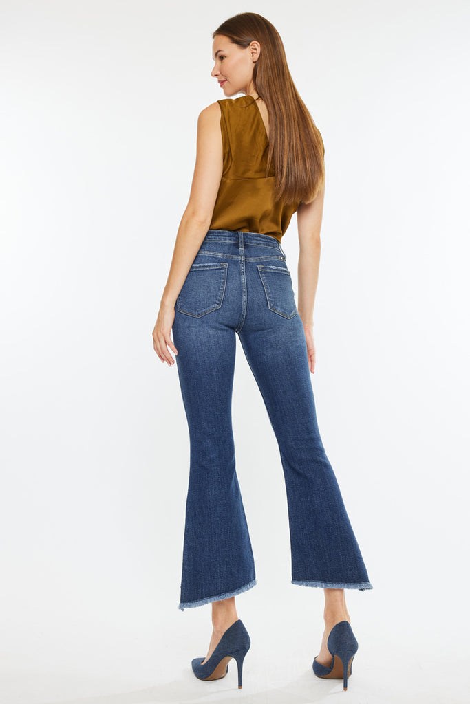 Reba High Rise Crop Flare Jeans with Twisted Seam | Kancan USA