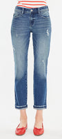 Evelin Mid Rise Cropped Straight Jeans - Official Kancan USA