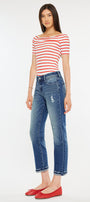 Evelin Mid Rise Cropped Straight Jeans - Official Kancan USA
